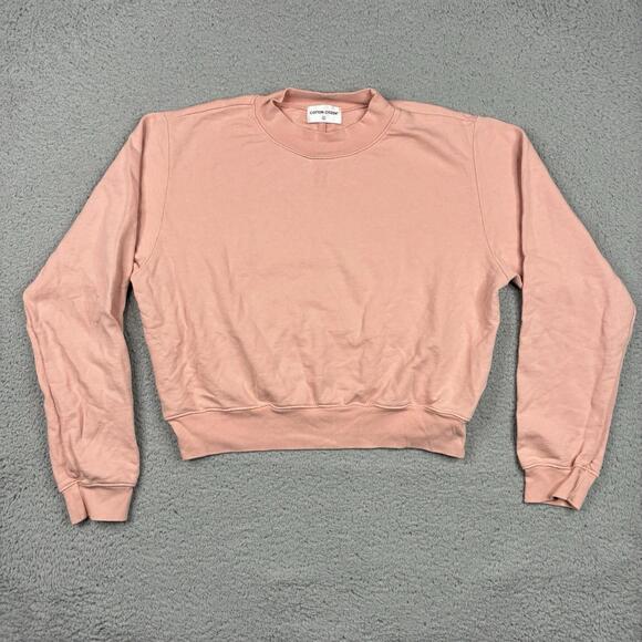 Cotton Citizen Sweatshirt Woman’s Large Pink Cropped Crewneck Organic Cotton USA - Picture 1 of 8